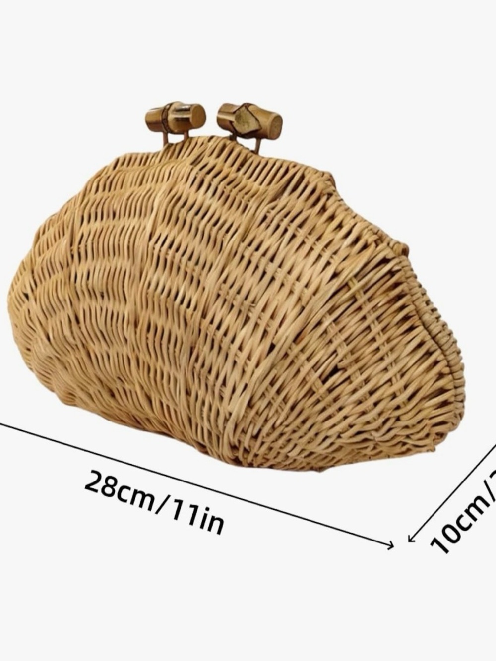NEW Hand-woven Shell Shaped Rattan Clutch Bag Summer Straw Clutch Purse Beach - Picture 2 of 7